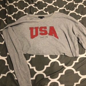 Forever 21 USA long sleeve crop top.